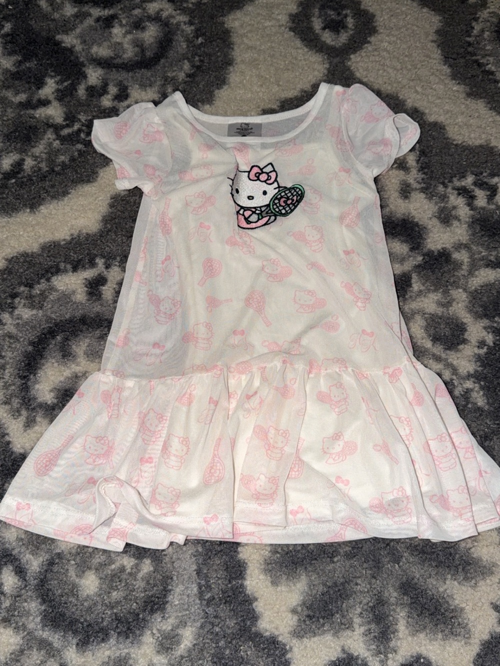 Hello Kitty White and Pink Girls' Casual Dress